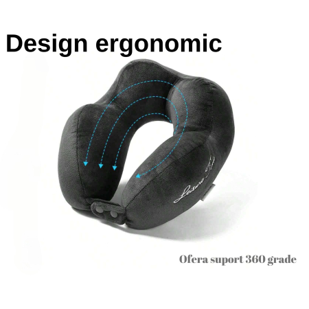 Perna de Calatorie, , Pentru Gat, din Bumbac, cu 4 Cocoase, Ajustabila, Gri [6]