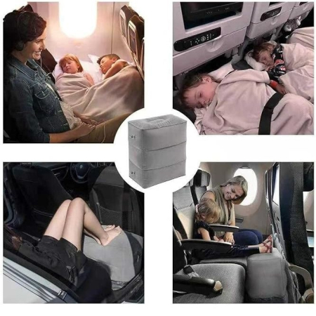 Perna Gonflabila Multifunctionala, , pentru Picioare, Cap, 3 Straturi, Inaltime Reglabila, 17.8 x 25.4 x 42.9 cm, Gri Inchis [3]