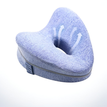 Perna Ortopedica pentru Picioare, , Multifunctionala, Confortabilă, in Forma de Inima, Spuma cu Memorie, Curea Anti-cadere, 25x23x13 cm, Albastru [3]