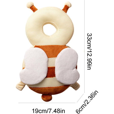 Perna tip Rucsac pentru Protectia Capului, , Tetiera tip Albina, pentru Bebelusi, Design tip Plasa, 33x6x19 cm, 180 g, Maro/Bej [1]