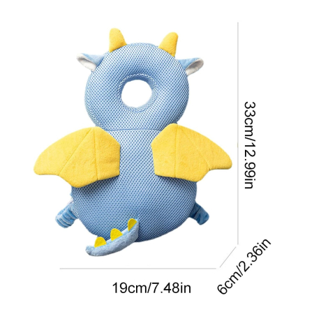 Perna tip Rucsac pentru Protectia Capului, , Tetiera tip Dragon, pentru Bebelusi, Design tip Plasa, 33x6x19 cm, 180 g, Albastru [4]
