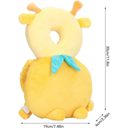 Perna tip Rucsac pentru Protectia Capului, , Tetiera tip Girafa, pentru Bebelusi, 33x6x19 cm, 180 g, Galben [5]