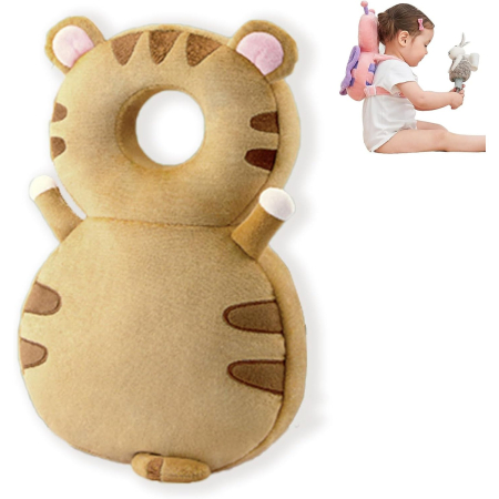 Perna tip Rucsac pentru Protectia Capului, , Tetiera tip Tigru, pentru Bebelusi, 33x6x19 cm, 180 g, Maro [5]