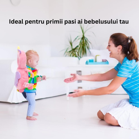 Perna tip Rucsac pentru Protectia Capului, , Tetiera tip Unicorn, pentru Bebelusi, 33x6x19 cm, 180 g, Roz [7]