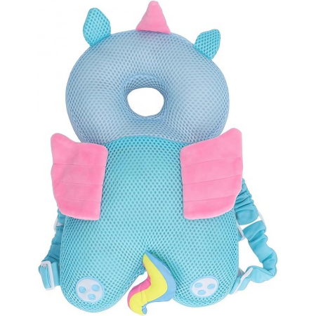 Perna tip Rucsac pentru Protectia Capului, , Tetiera tip Unicorn, pentru Bebelusi, Design tip Plasa, 33x6x19 cm, 180 g, Albastru [7]
