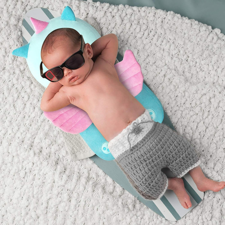 Perna tip Rucsac pentru Protectia Capului, , Tetiera tip Unicorn, pentru Bebelusi, Design tip Plasa, 33x6x19 cm, 180 g, Albastru [3]