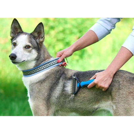 Pieptene pentru Părul de Animale, , Dispozitiv de Îngrijire cu Două Fețe, Îndepărtarea părului, Albastru [1]