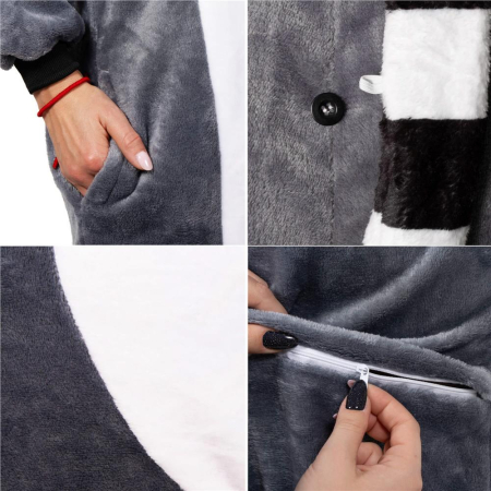 Pijama tip salopeta pentru adulti, model Lemur, marime S [15]