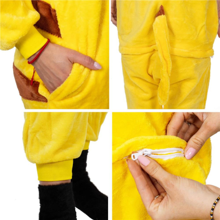 Pijama tip salopeta pentru adulti, model Pikachu, marime M [10]
