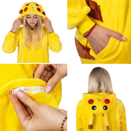 Pijama tip salopeta pentru adulti, model Pikachu, marime M [11]