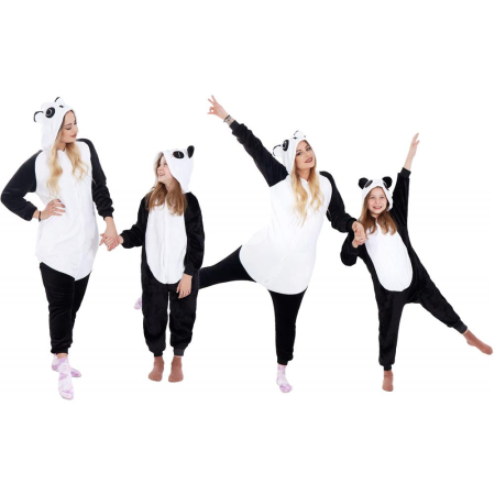 Pijama tip salopeta pentru copii, model panda, marime 125-140cm [25]