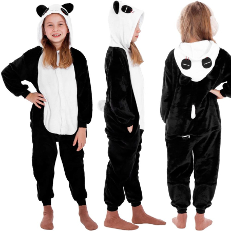 Pijama tip salopeta pentru copii, model panda, marime 125-140cm [12]