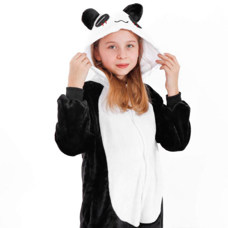 Pijama tip salopeta pentru copii, model panda, marime 125-140cm [13]