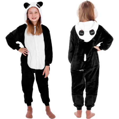 Pijama tip salopeta pentru copii, model panda, marime 125-140cm [11]