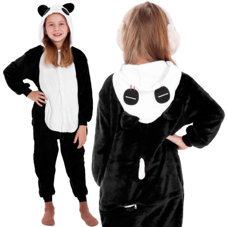 Pijama tip salopeta pentru copii, model panda, marime 125-140cm [10]