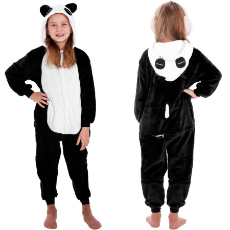 Pijama tip salopeta pentru copii, model panda, marime 125-140cm [1]