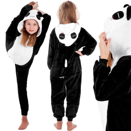 Pijama tip salopeta pentru copii, model panda, marime 125-140cm [9]