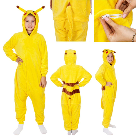 Pijama tip salopeta pentru copii, model Pikachu, marime 120-130 cm [17]