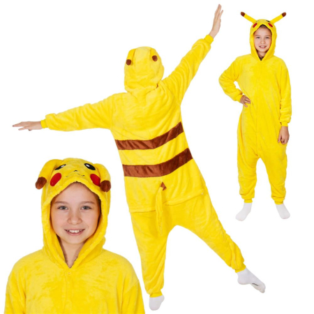 Pijama tip salopeta pentru copii, model Pikachu, marime 120-130 cm [16]