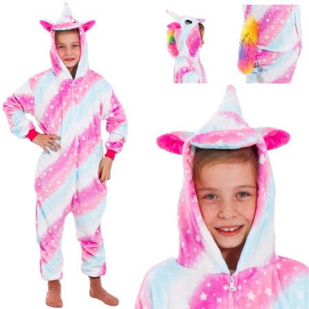 Pijama tip salopeta pentru copii, model unicorn, marime 130-140cm [18]