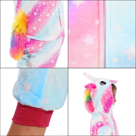 Pijama tip salopeta pentru copii, model unicorn, marime 130-140cm [6]