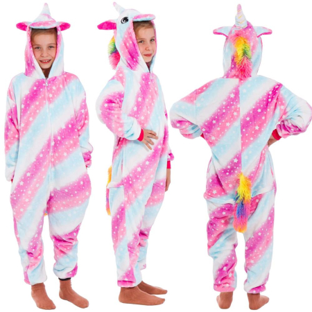 Pijama tip salopeta pentru copii, model unicorn, marime 130-140cm [14]