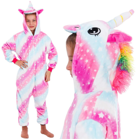 Pijama tip salopeta pentru copii, model unicorn, marime 130-140cm [21]
