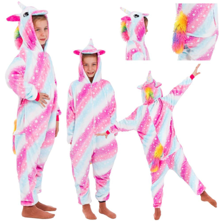 Pijama tip salopeta pentru copii, model unicorn, marime 130-140cm [19]