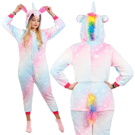 Pijama tip salopeta pentru dama, model unicorn, marime M [5]