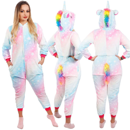 Pijama tip salopeta pentru dama, model unicorn, marime M [3]