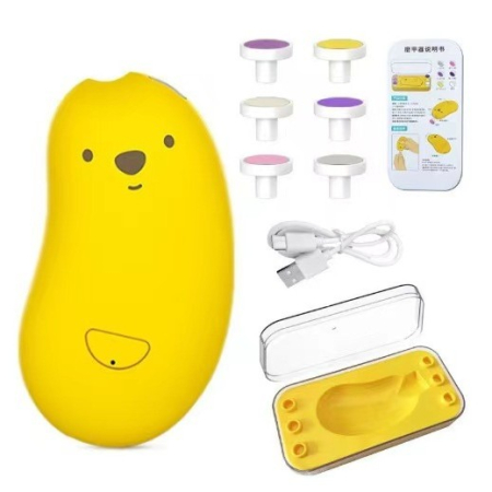 Ingrijire Unghii - Pila Electrica, , pentru Bebelusi si Adulti, din ABS, Incarcare USB, 6 Accesorii, cu Lumina Led, 8.8 x 4.9 cm, Galben