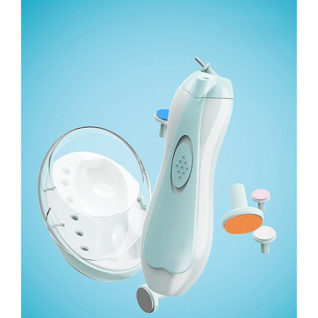 Pila Electrica Unghii pentru Bebelusi, , 6 Piese, 15 x 4.5 x 3 cm, Silentios, 0-3 Ani, 4 Trepte de Viteza, Albastru [6]