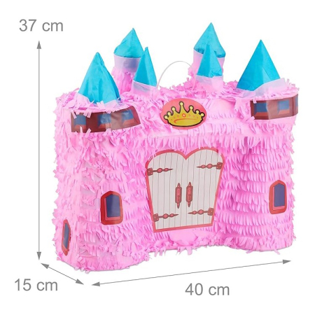 Pinata Castel Printesa pentru Petrecere, , din Hartie Creponata si Carton, Pinata pentru Petreceri, 40 x 37 x 15 cm, Roz deschis [6]