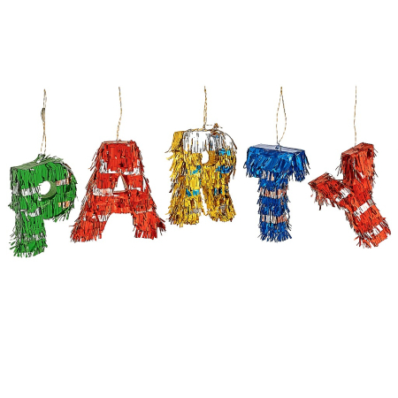 Pinata - Pinata Mini PARTY, , Accesoriu pentru Petrecere Set 5 Bucati din Hartie Creponata si Carton, Pinata pentru Petreceri, 61 x 43 x 8 cm, Multicolor