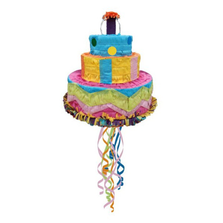 Pinata Tort Aniversar / Birthday Cake pentru Petrecere, , din Hartie si Carton, Pinata pentru Petreceri, 32 x 28 x 28 cm, Multicolor [1]