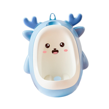 Articole pentru baie - Pisoar pentru Baieti, , 0-8 Ani, in Forma de Cerb, Perie Inclusa, Montare pe Perete, Carlig Autoadeziv Inclus, 29.8 x 23.8 cm, Albastru