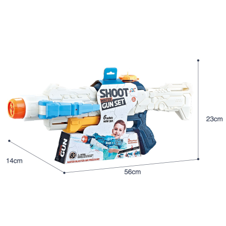 Pistol cu Apa, , +6 Ani, Rezervor 700 ml, 4 Moduri de Stropire, din Plastic, 56 x 37 x 23 cm, Alb [2]