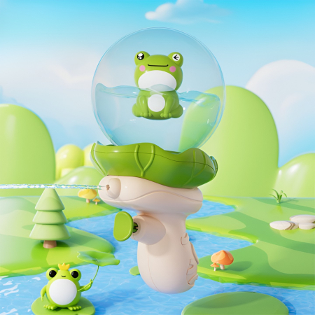 Pistol cu Apa pentru Copii, , Multifunctional, Capacitate 250 mL, Model Broscuta, 15.6x8x8.6 cm, ABS, Verde [3]