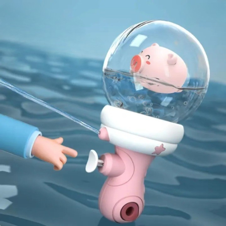 Pistol cu Apa pentru Copii, , Multifunctional, Capacitate 300 mL, Model Purcelus, 9x9x17cm, Plastic, Roz [2]