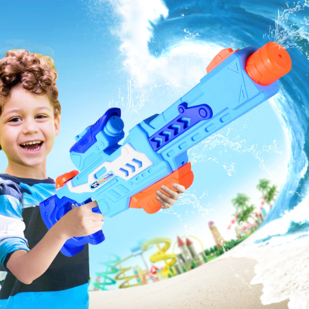 Pistol cu Apa pentru Copii, Rezervor, Pentru Piscina/Plaja, , 6ani+, Albastru, 1200ML [2]