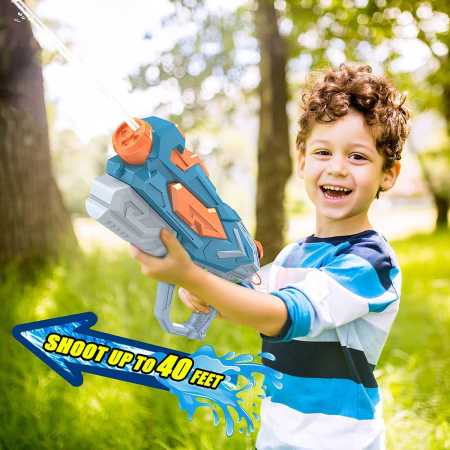 Pistol cu Apa pentru Copii, Rezervor, Pentru Piscina/Plaja, , 6ani+, Albastru, 4 duze, 900ML [4]