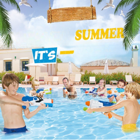 Pistol cu Apa pentru Copii, Rezervor, Pentru Piscina/Plaja, , 6ani+, Albastru/Multicolor, 2000ML [1]