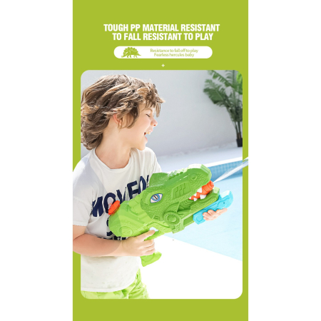 Pistol cu Apa pentru Copii, Rezervor, Pentru Piscina/Plaja, , 6ani+, Tiranozaur, 3 duze, Verde, 660ML [3]