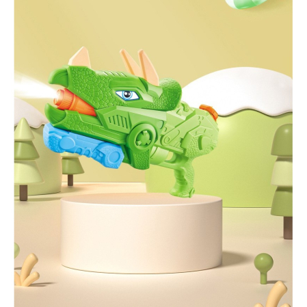 Pistol cu Apa pentru Copii, Rezervor, Pentru Piscina/Plaja, , 6ani+, Triceratops, 3 duze, Verde, 1330ML [5]