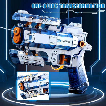 Pistol Manual cu Apa, , Jucarie Pistol cu Apa Sigur Pentru Copii, Design Nou S-Shooter Atractiv, 23 x 14.5 cm, Albastru Transparent [2]