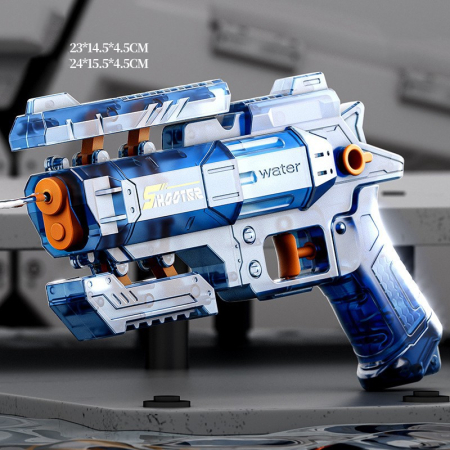Pistol Manual cu Apa, , Jucarie Pistol cu Apa Sigur Pentru Copii, Design Nou S-Shooter Atractiv, 23 x 14.5 cm, Albastru Transparent [1]