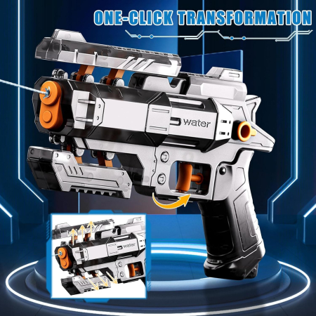 Pistol Manual cu Apa, , Jucarie Pistol cu Apa Sigur Pentru Copii, Design Nou S-Shooter Atractiv, 23 x 14.5 cm, Negru Transparent [4]