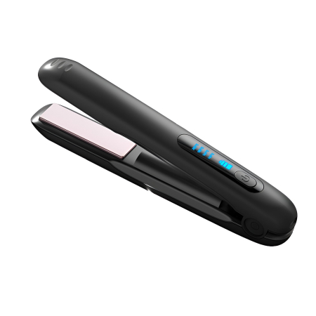 Placi de indreptat parul - Placa de Par fara Fir, , Adaptor Tip C, 4 Trepte de Temperatura, Tensiune 5V, Capacitate Baterie 5000 mAh, Indreptat, Ondulat, 23.5x3.3x4.5 cm, Negru