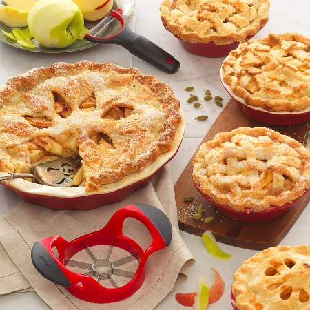 Cutit Feliator Fructe pentru Taiat Mere si Pere in 8 Felii Egale, Premium din PVC si Inox, Rosu [2]