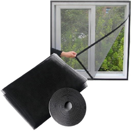 Plasa anti-insecte, pentru geam, fixare scai, dimensiune ajustabila, 130x150cm, negru [5]